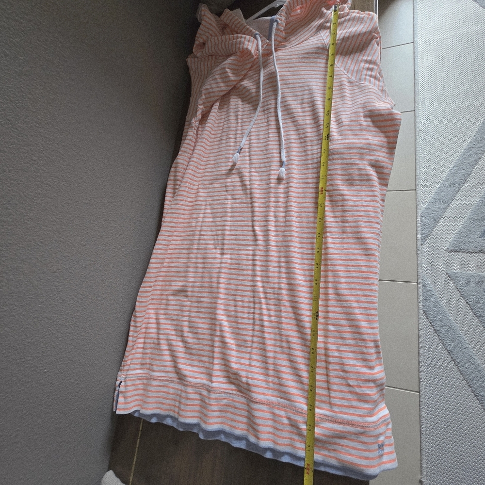 Southern Tide S Striped Orange Hooded Long Sleeve Mini Dress Cotton Spring Beach - Picture 9 of 14